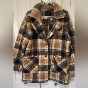 NWT RD Style Plaid Jacket in Brown and Cream